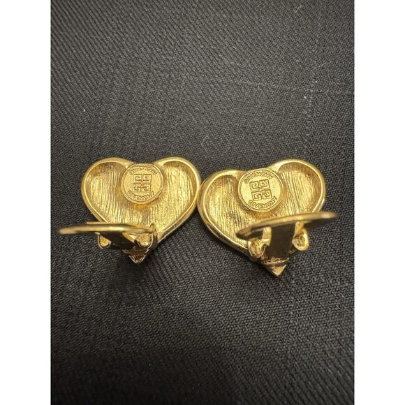 Givenchy Vintage Gold-Tone Heart Clip On Earrings - Picture 3 of 6